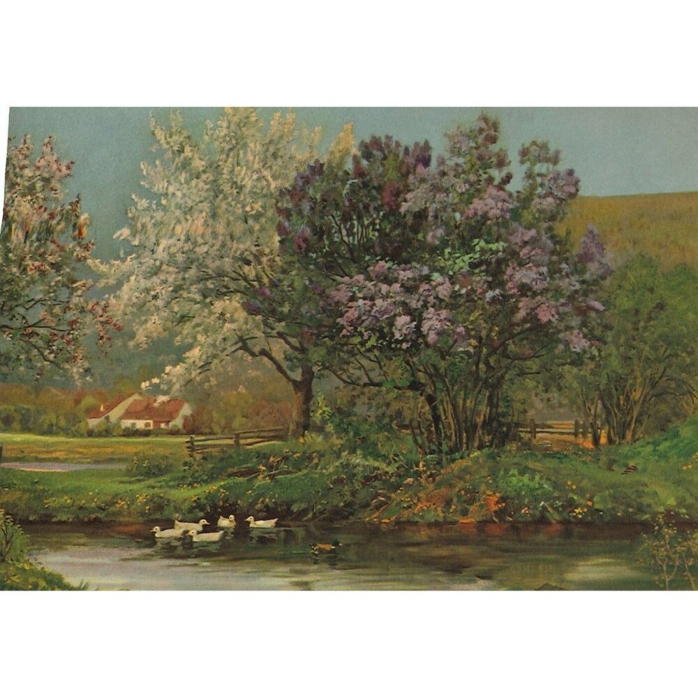 Vintage Calendar Print Ducks in the Water 5x7